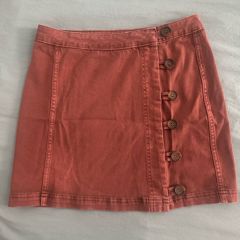 Altar'd State Button-Front Rust Skirt